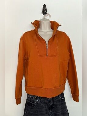 Everlane Rust Zip-Up Sweater